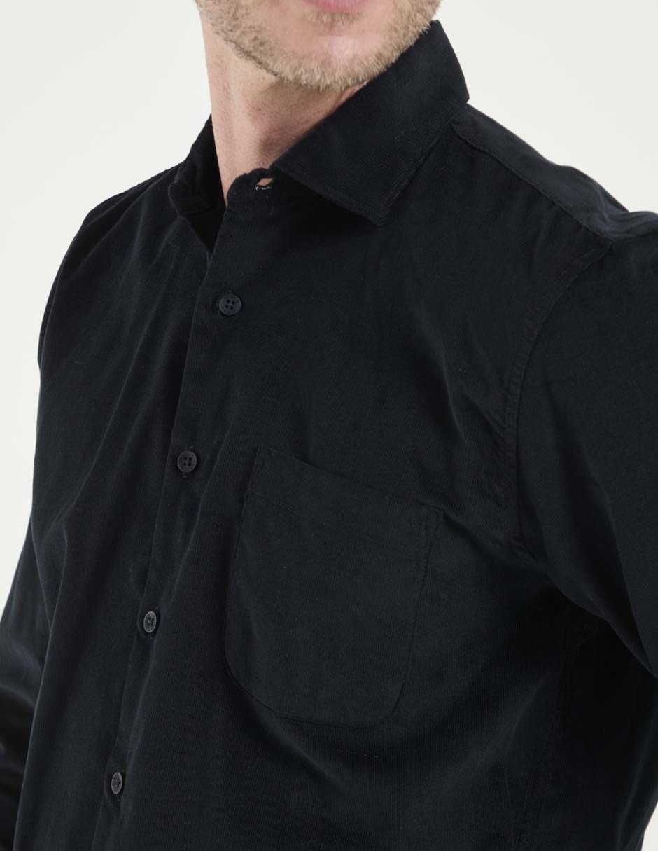 Camisa casual de pana manga larga para hombre 4