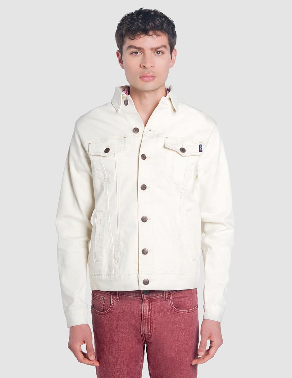 Chamarra denim de algodón con bolsillos para hombre Chamarra denim de algodón con bolsillos para hombre