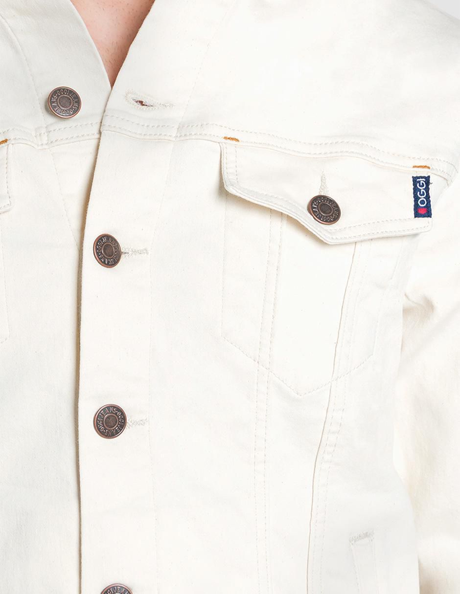 Chamarra denim de algodón con bolsillos para hombre 4