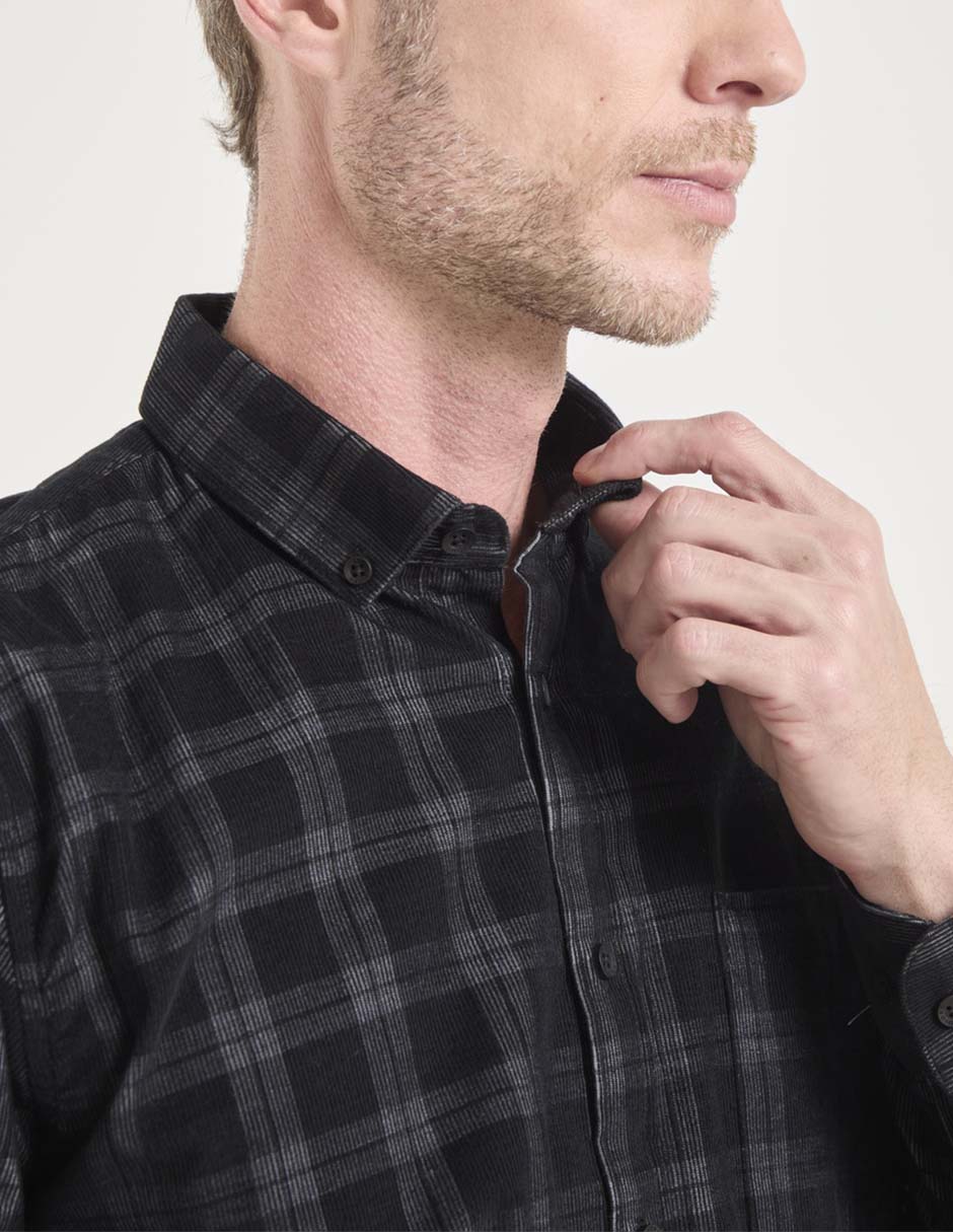Camisa casual de pana manga larga para hombre 4