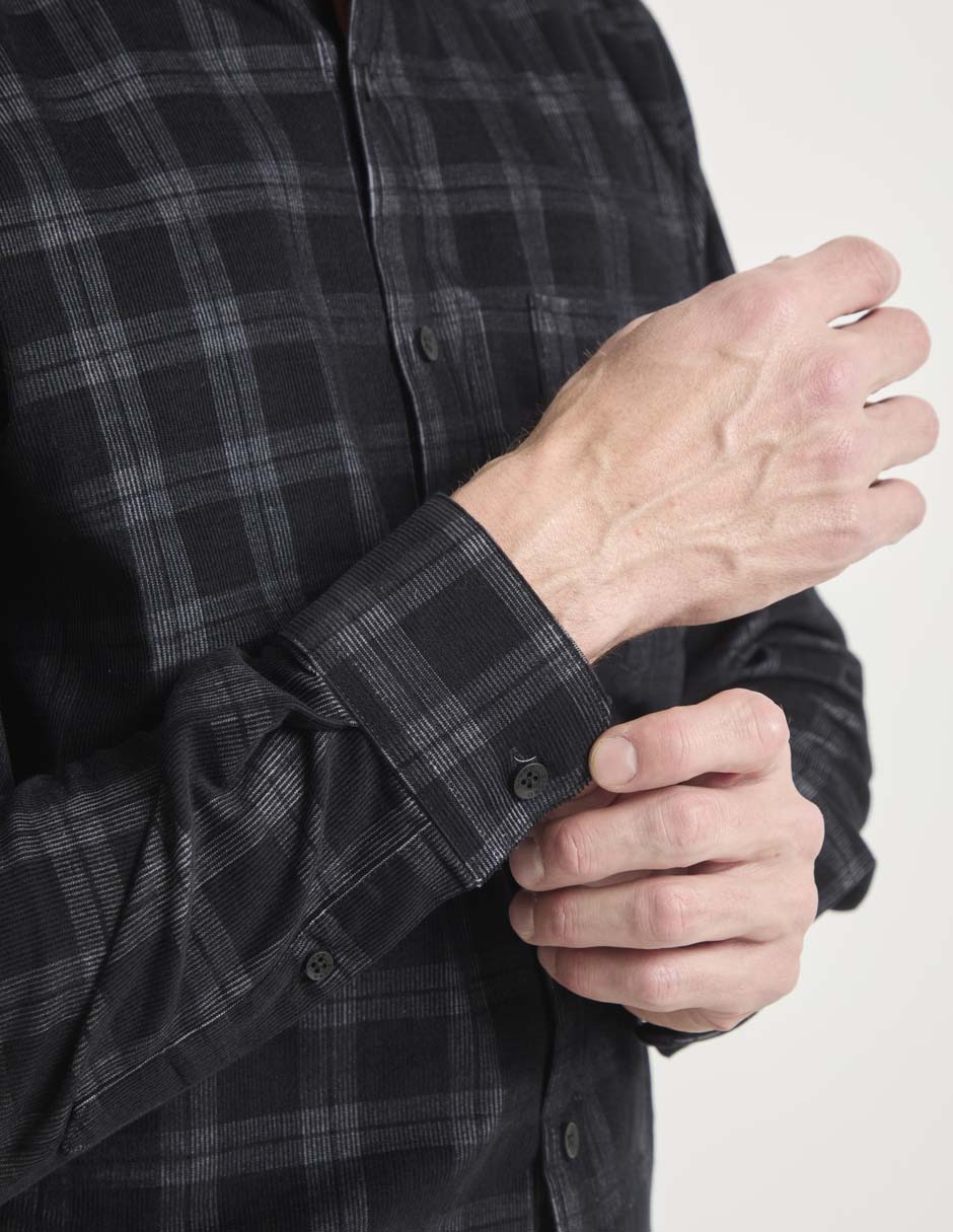 Camisa casual de pana manga larga para hombre 5