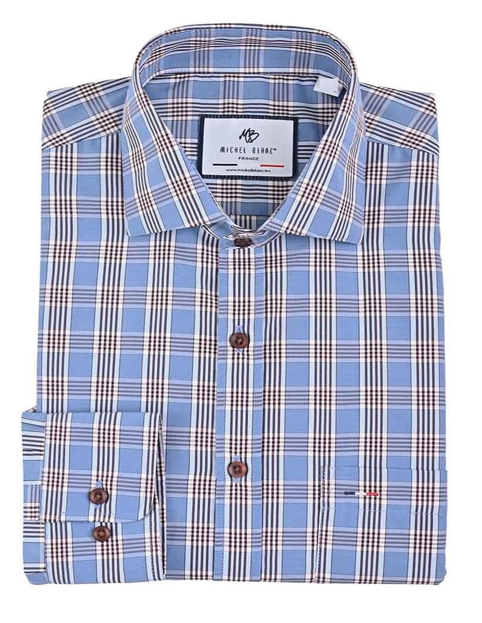 "camisa/sobrecamisa" casual michel blanc "de" (si aplica) poliéster y algodón "manga" larga "para hombre"