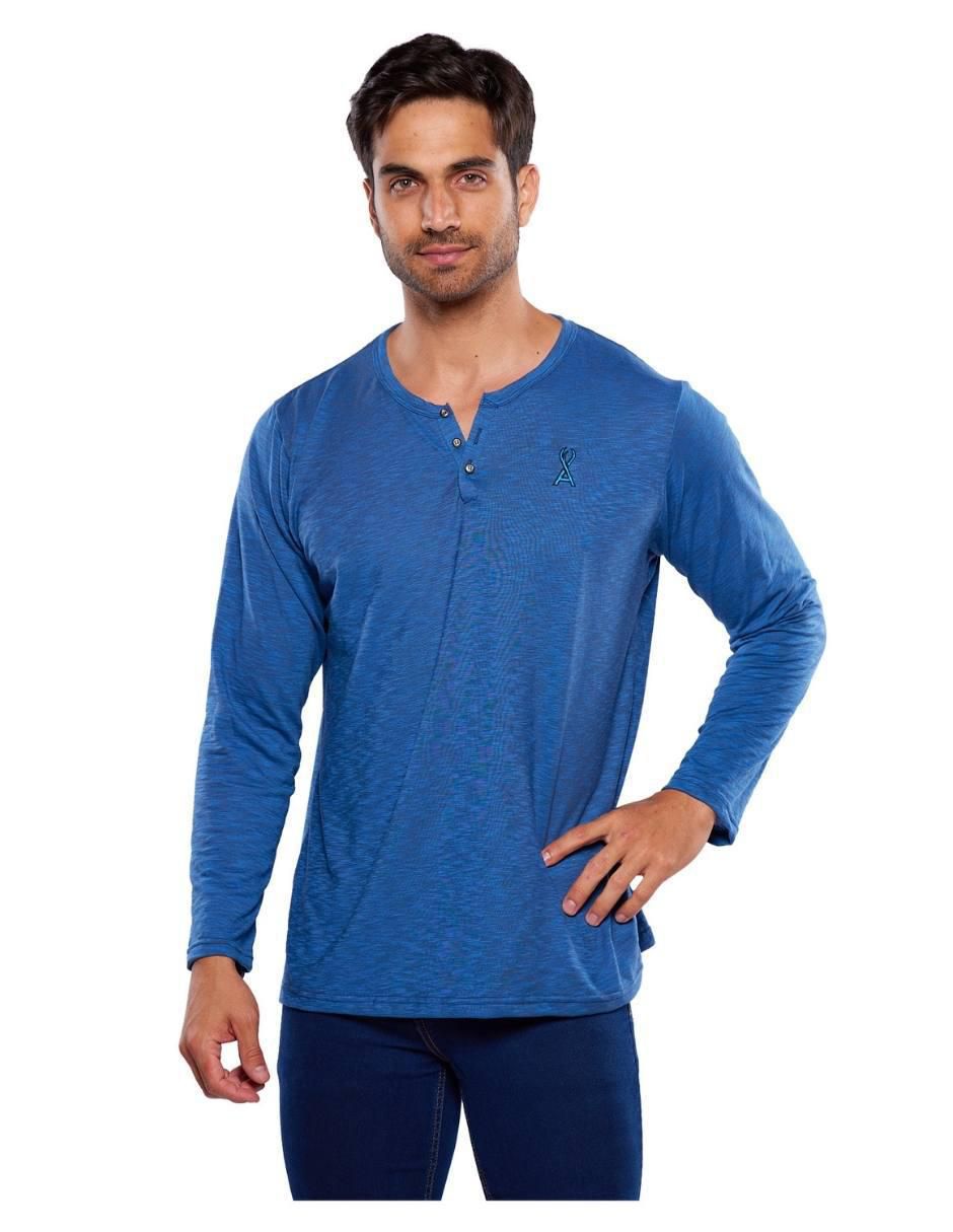 Playera urban cuello henley para hombre