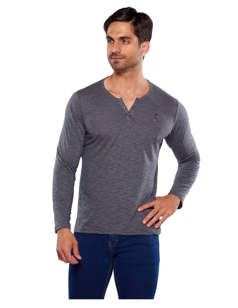 Playera urban cuello henley para hombre 2