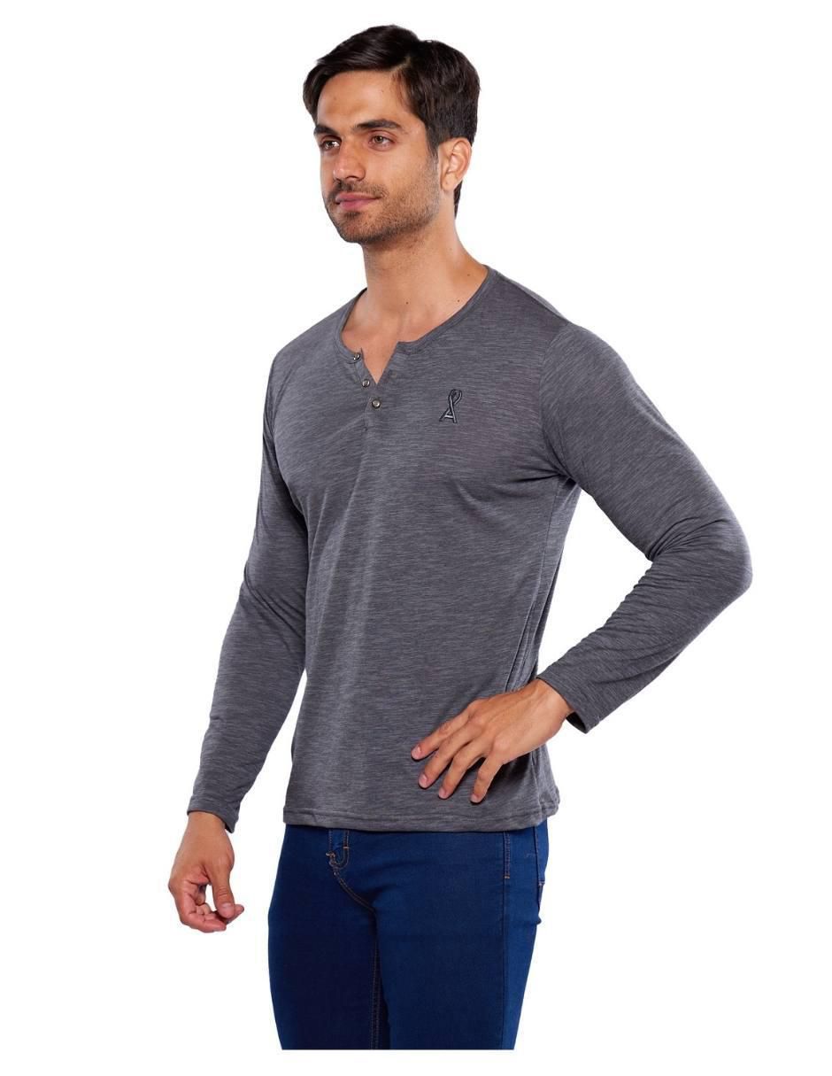 Playera urban cuello henley para hombre 3