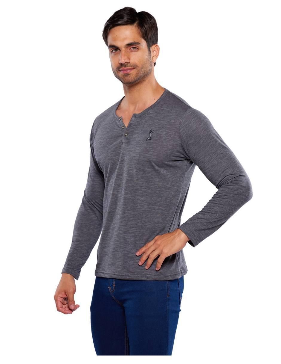 Playera urban cuello henley para hombre 9