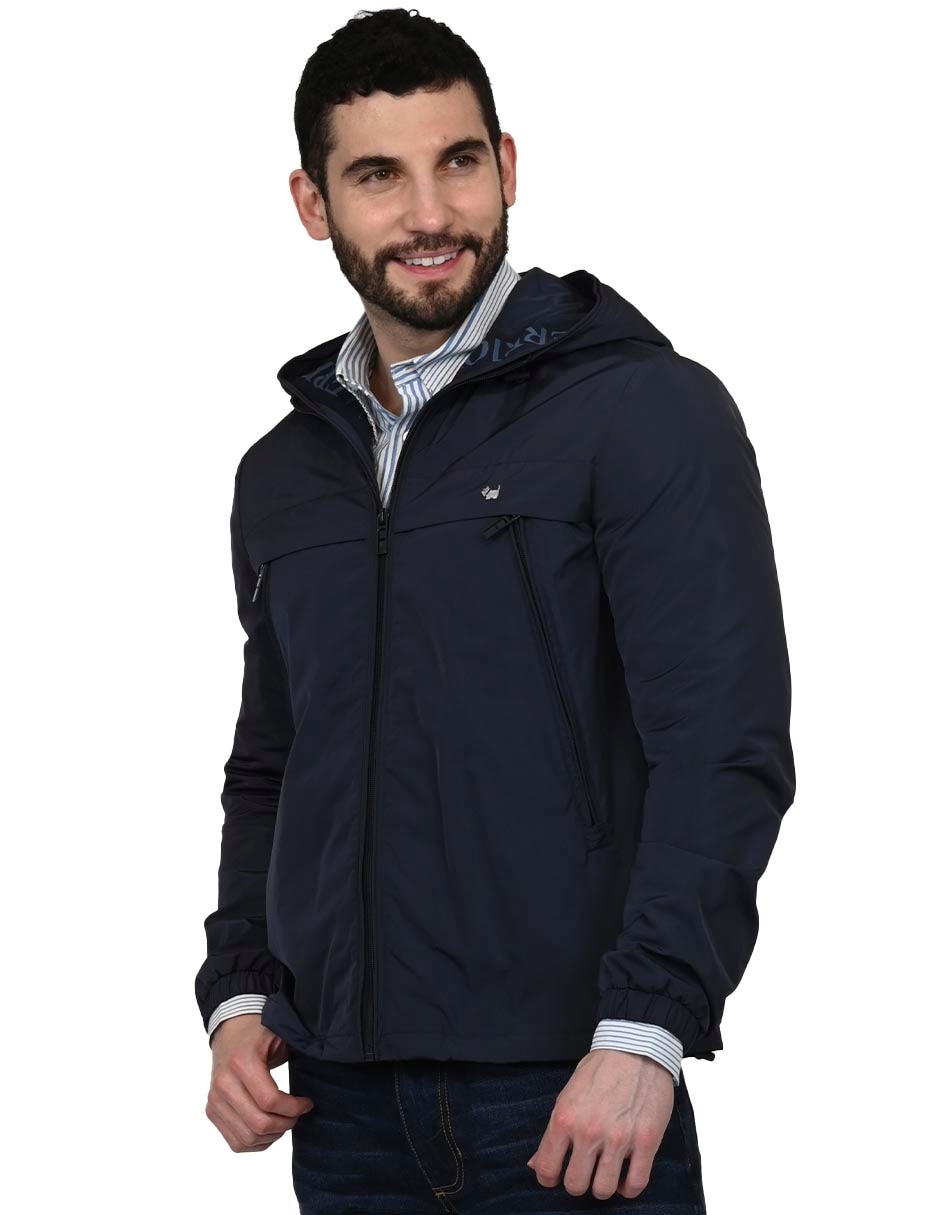 Chamarra casual Ferrioni de algodón con capucha para hombre