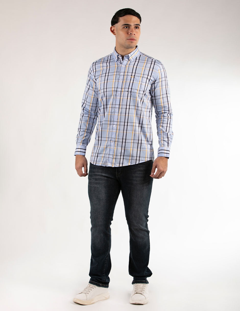 Camisa casual de algodón manga larga para hombre Camisa casual de algodón manga larga para hombre