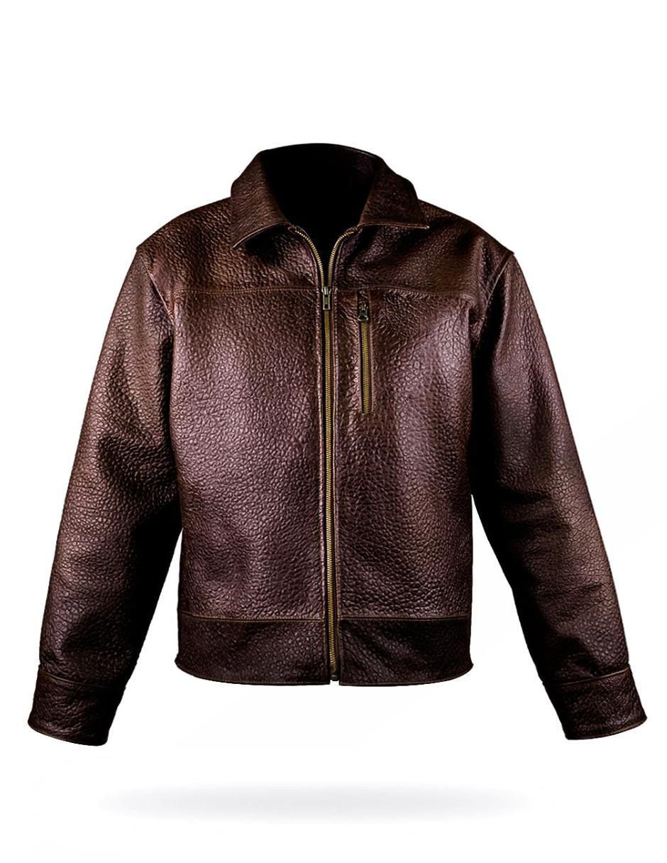 Chamarra casual de piel texturizado para hombre