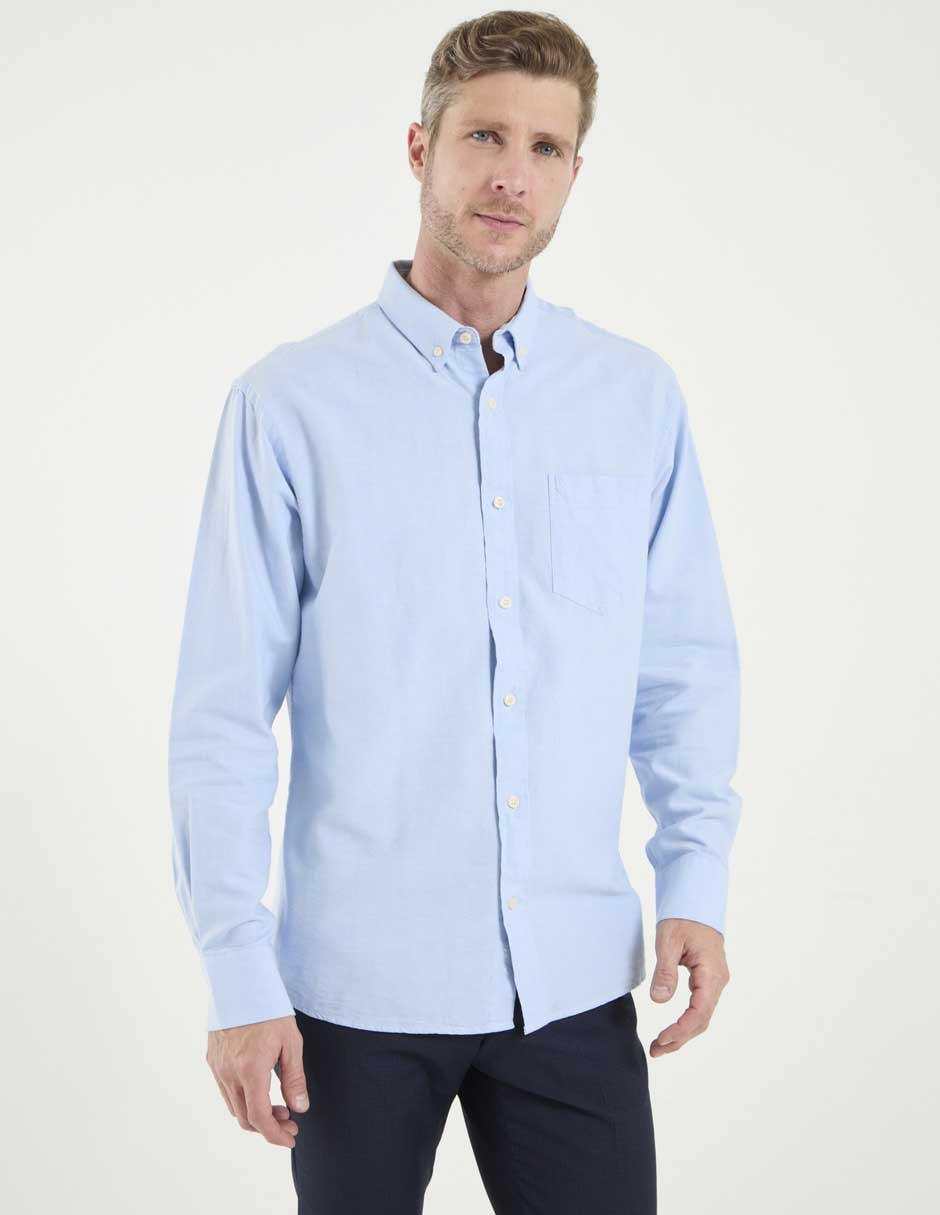 Camisa casual de algodón manga larga para hombre