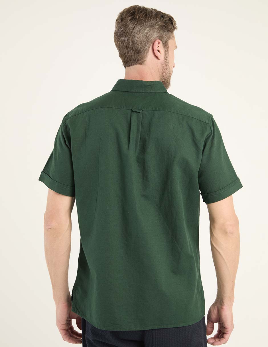 Camisa casual de lino manga corta para hombre 2