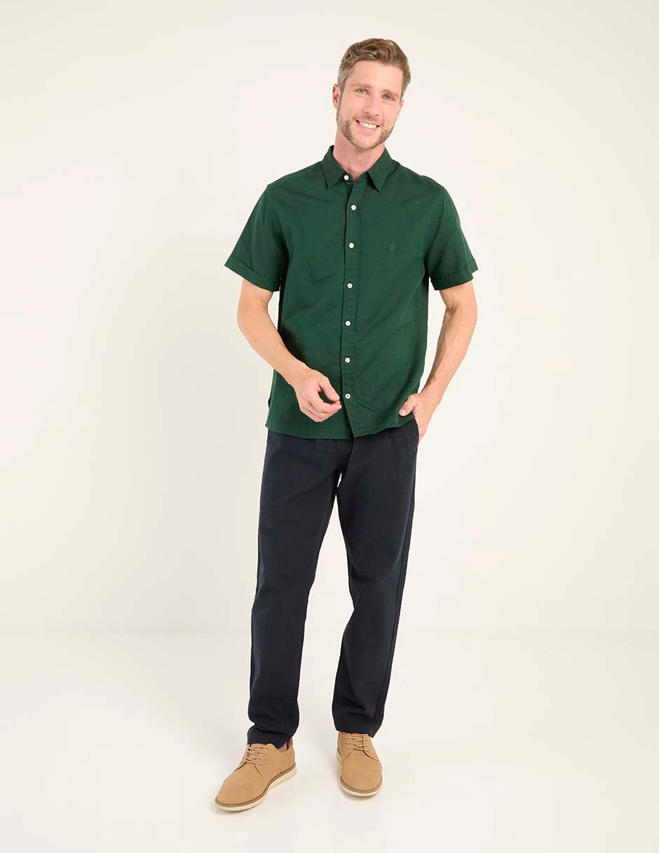 Camisa casual de lino manga corta para hombre 3