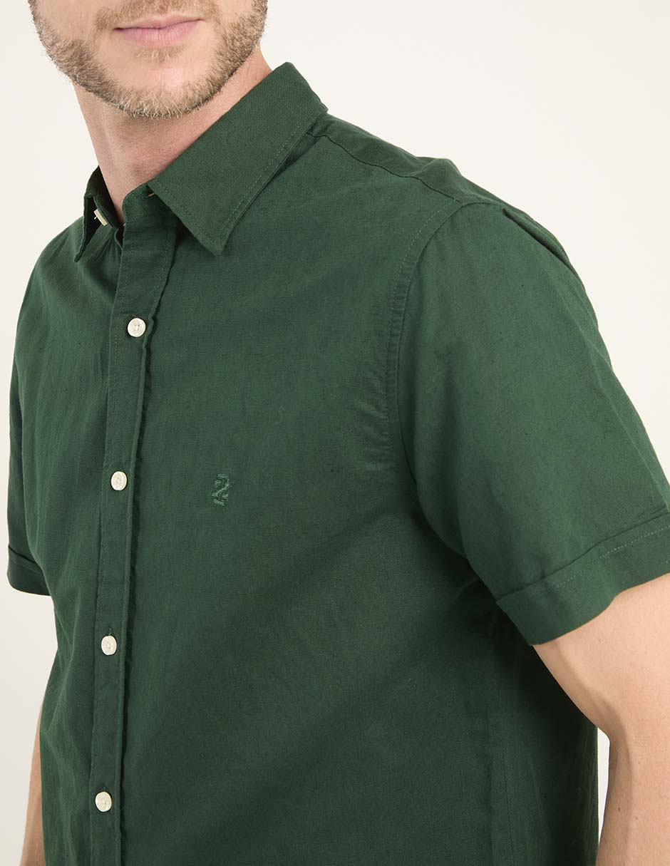 Camisa casual de lino manga corta para hombre 4