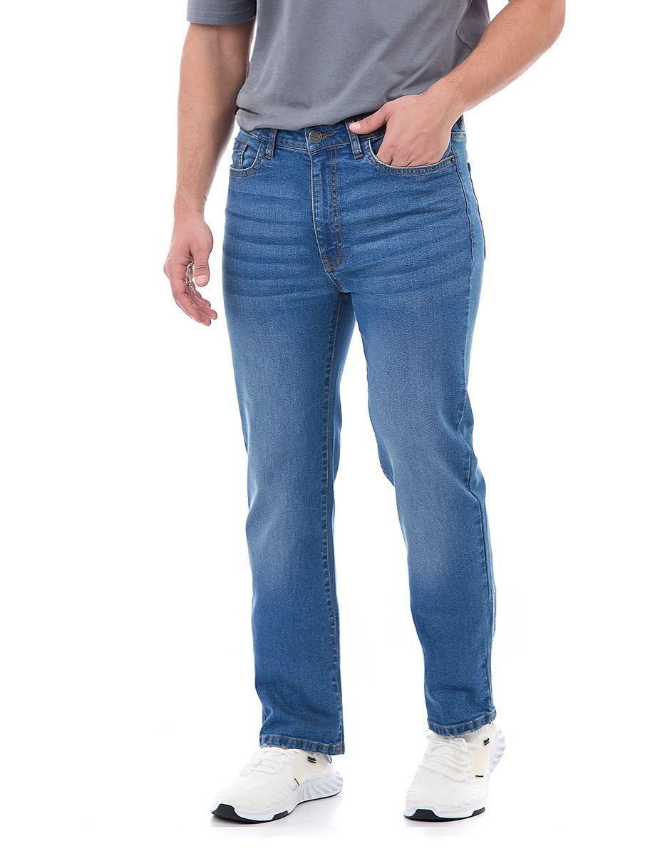 Jeans straight lavado stone wash para hombre