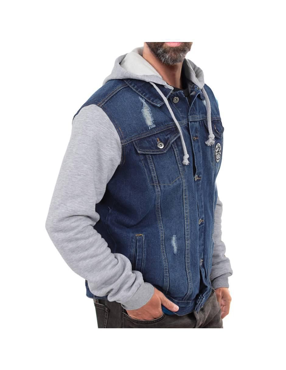 "chamarra" casual pallpall no "de" mezclilla capucha desmontable "para hombre"
