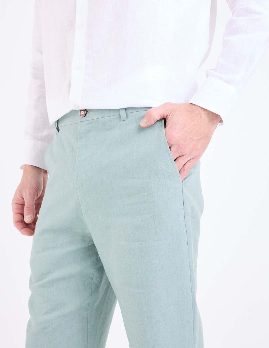 Pantalón chino slim de lino para hombre 4
