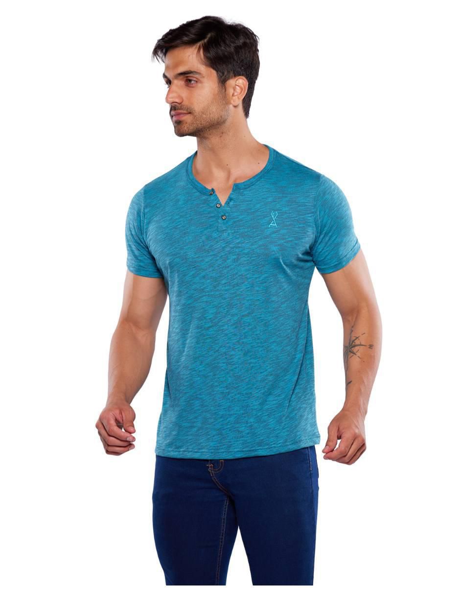 Playera cuello henley para hombre 2