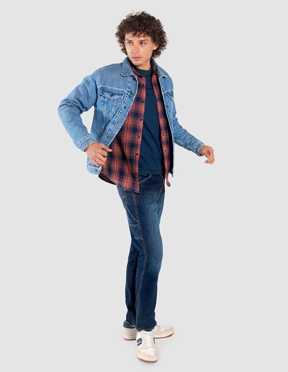 Chamarra denim de mezclilla con bolsillos para hombre 6