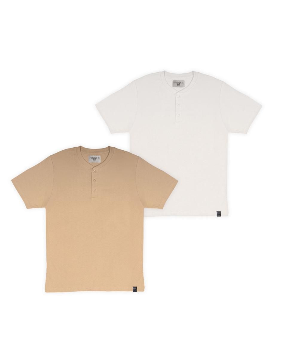 Playera basic cuello henley para hombre