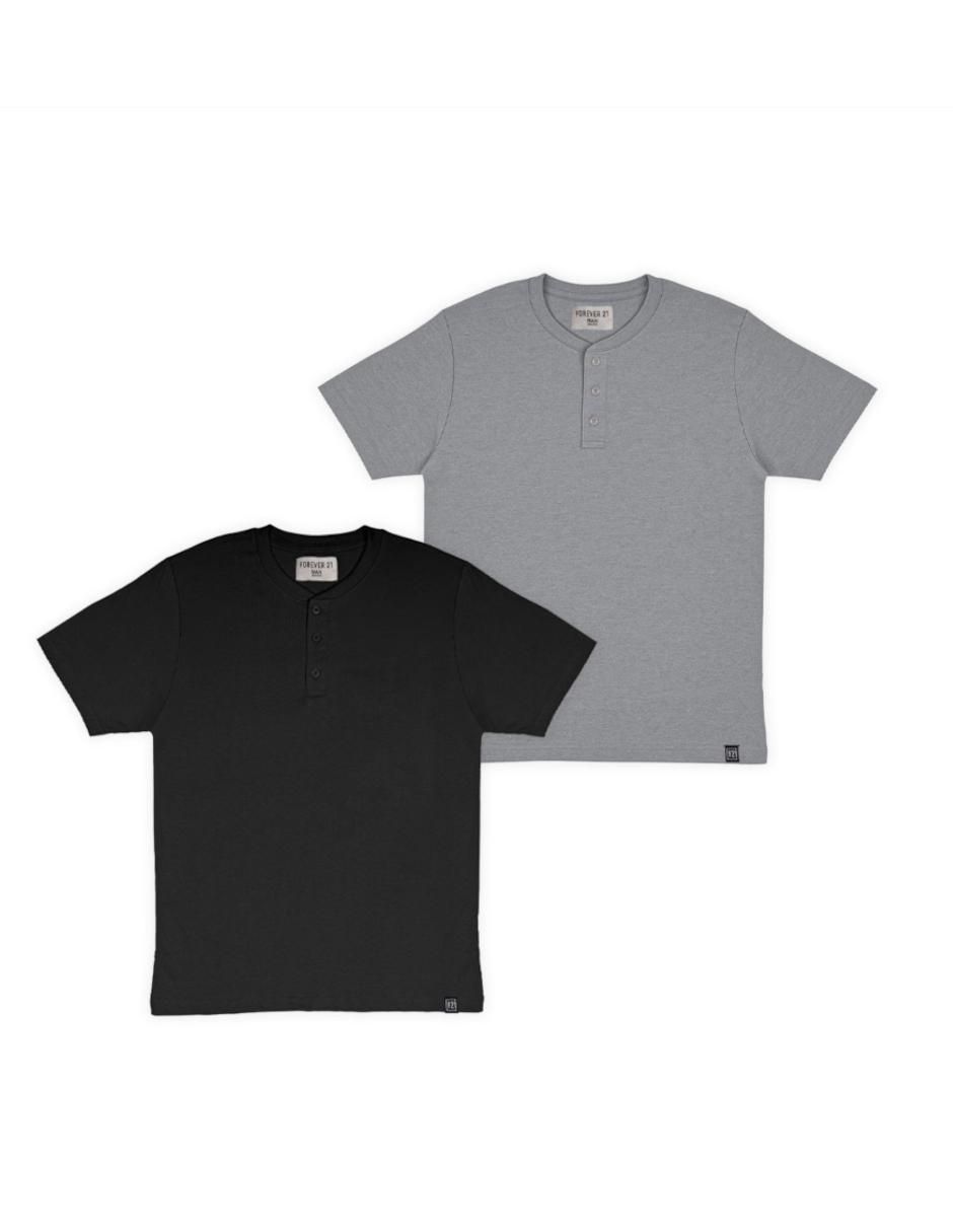Playera cuello henley para hombre