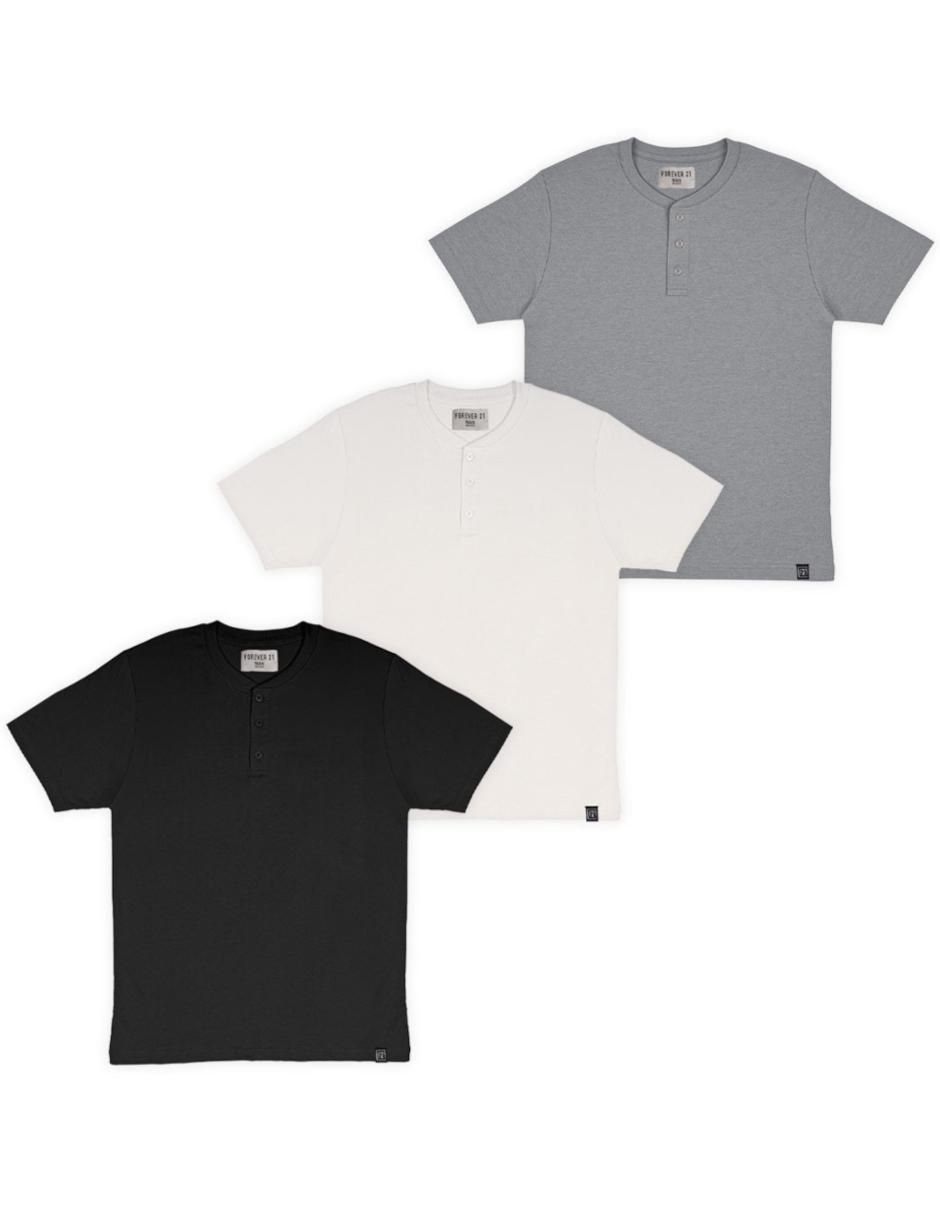 Playera cuello henley para hombre