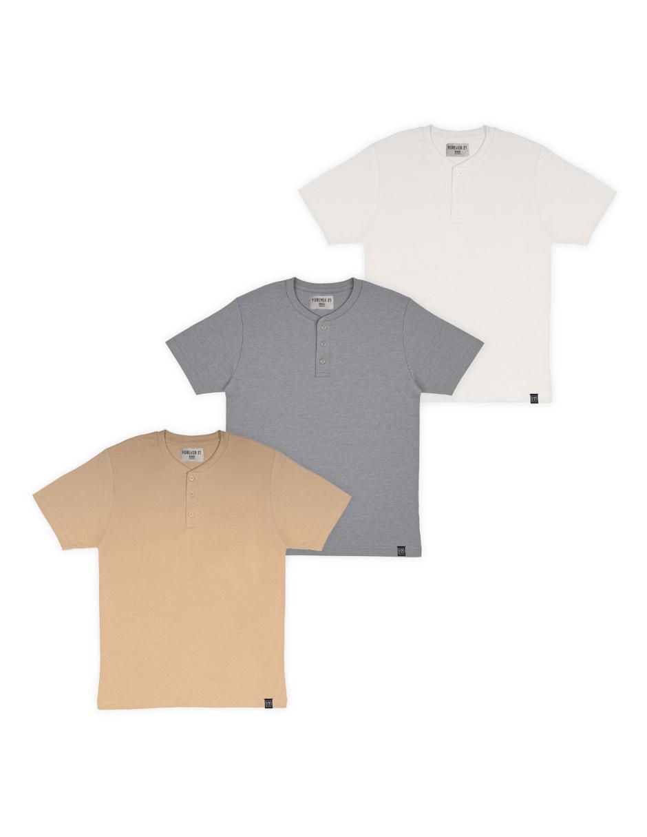 Playera cuello henley para hombre