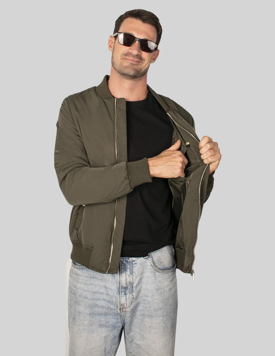 "chamarra" bomber greenlander no "de" poliéster con bolsillos "para hombre"