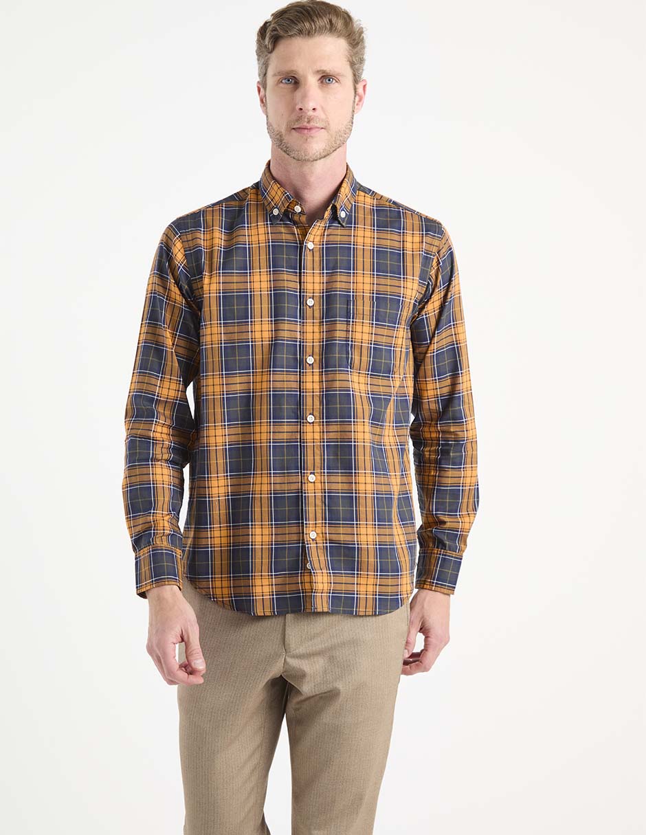 Camisa casual de algodón manga larga para hombre Camisa casual de algodón manga larga para hombre