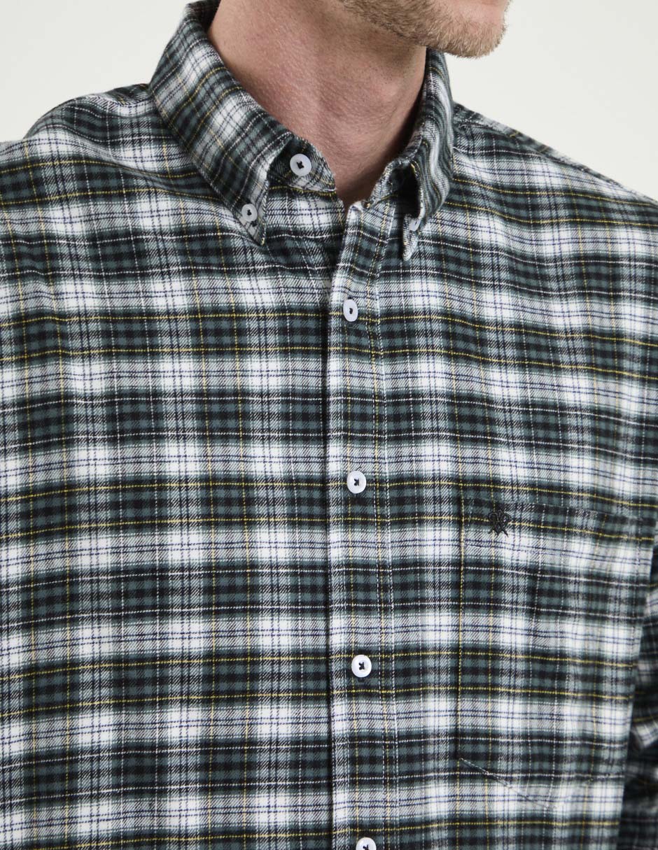 Camisa de franela manga larga para hombre 4