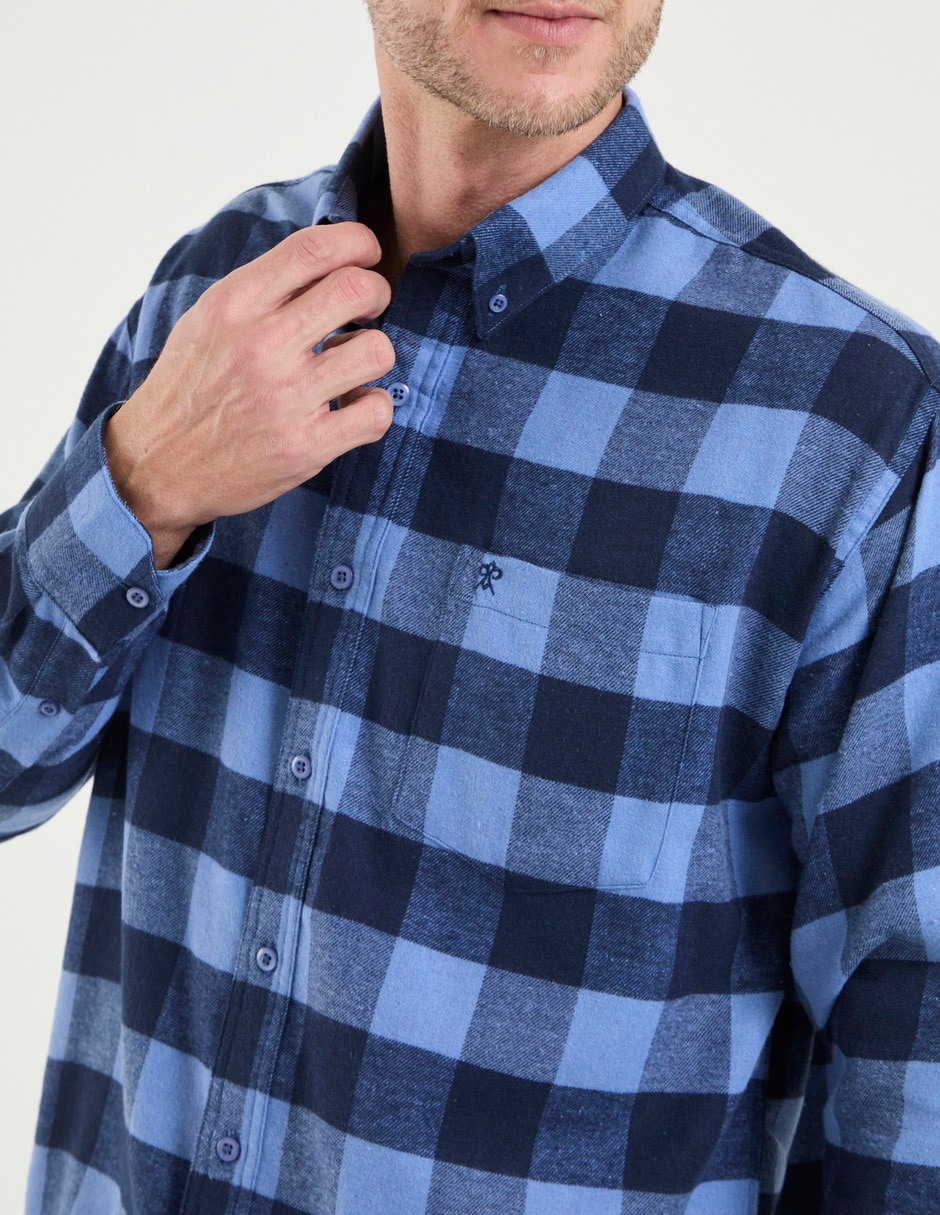Camisa de franela manga larga para hombre 4