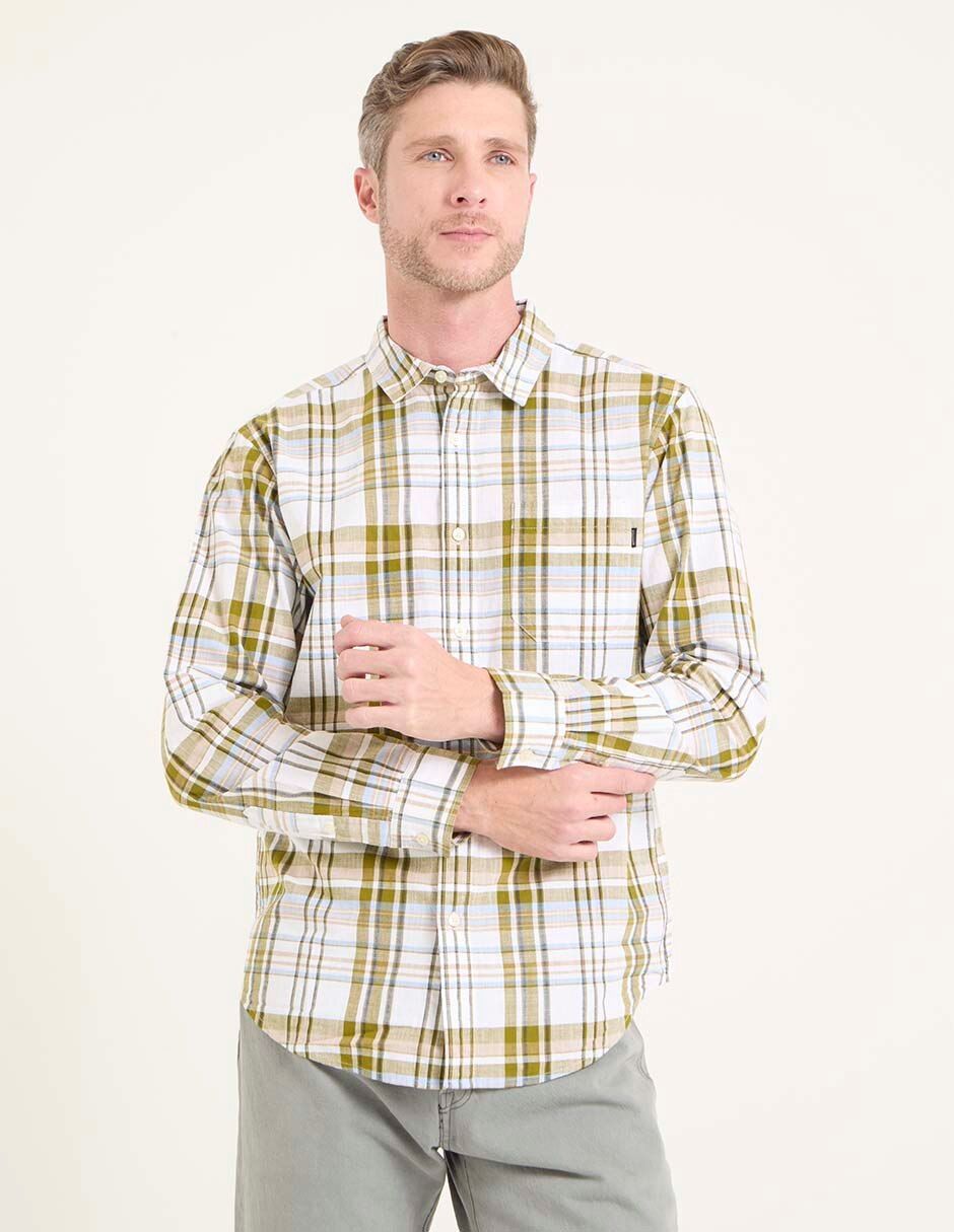 Camisa casual de algodón manga larga para hombre 1