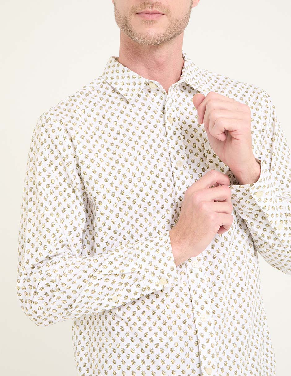 Camisa business casual de algodón manga larga para hombre 4