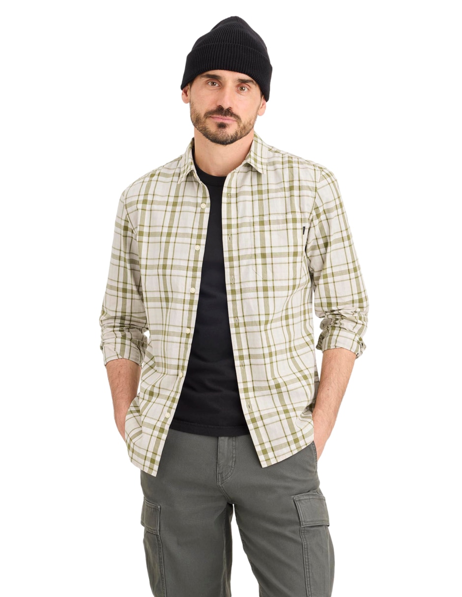 Camisa casual de algodón manga larga para hombre 1