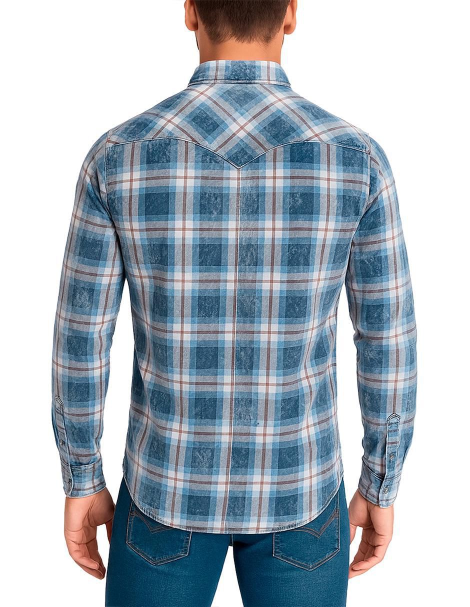 Camisa casual manga larga para hombre 5