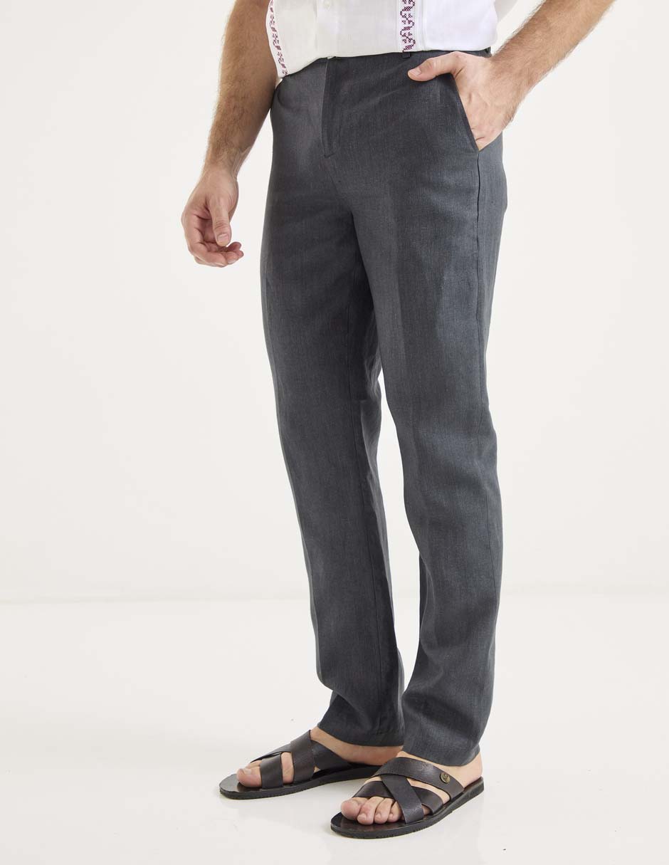 Pantalón de vestir slim de lino para hombre Pantalón de vestir slim de lino para hombre