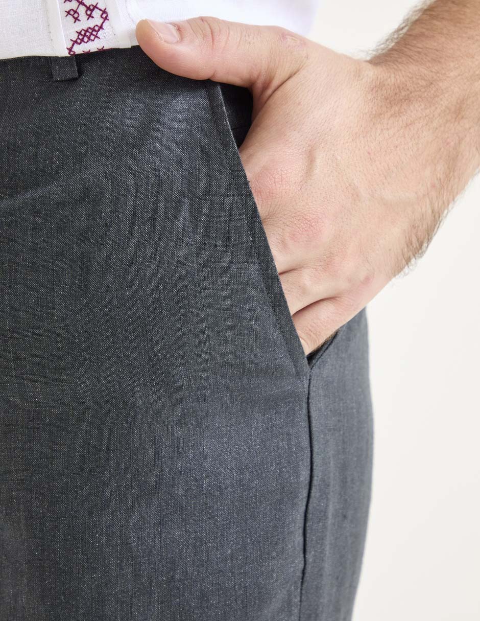 Pantalón de vestir slim de lino para hombre 4