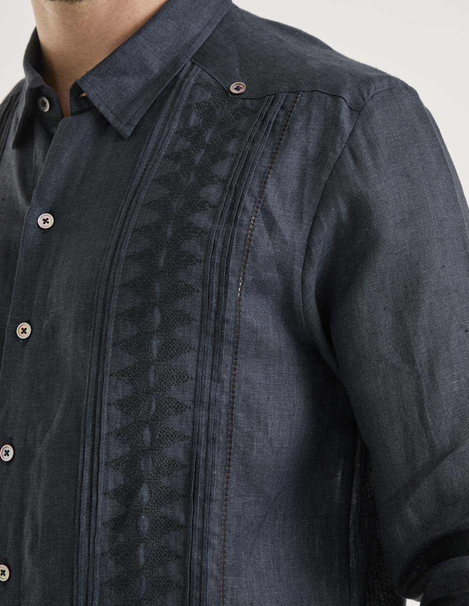 Guayabera manga larga para hombre 4