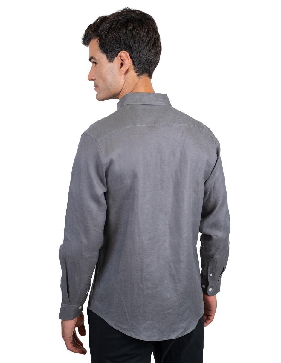 Camisa casual de lino manga larga para hombre 2