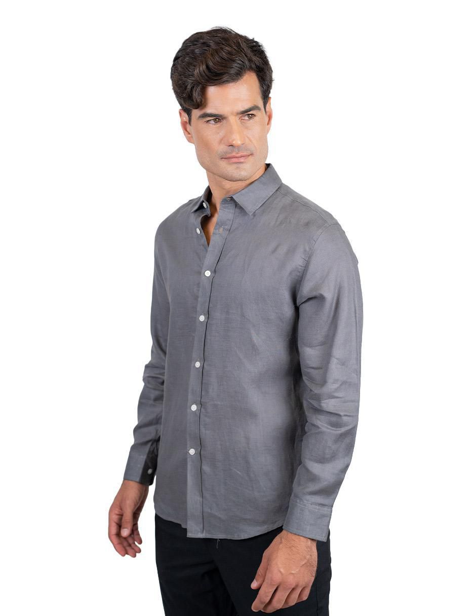 Camisa casual de lino manga larga para hombre 3