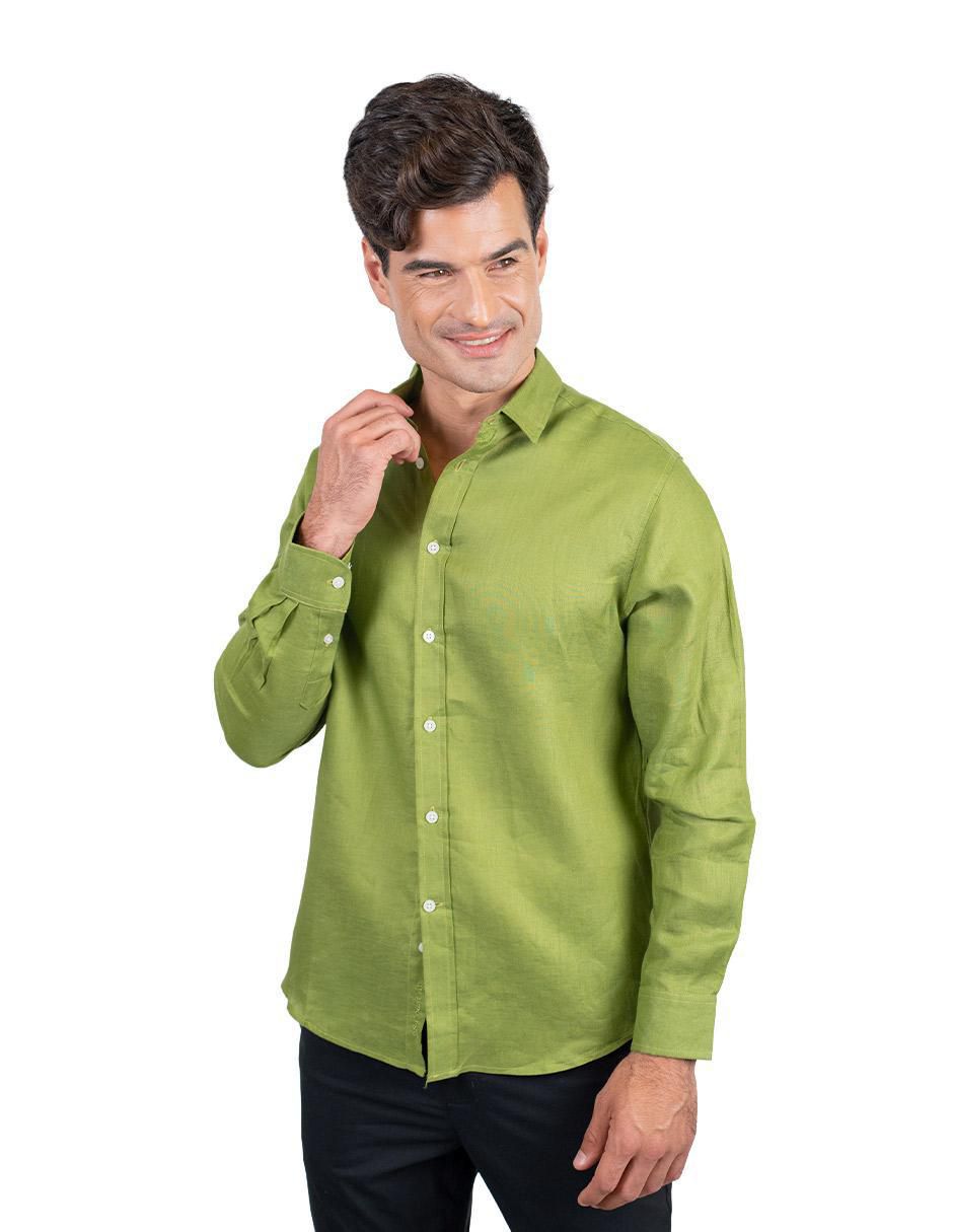Camisa casual de lino manga larga para hombre Camisa casual de lino manga larga para hombre