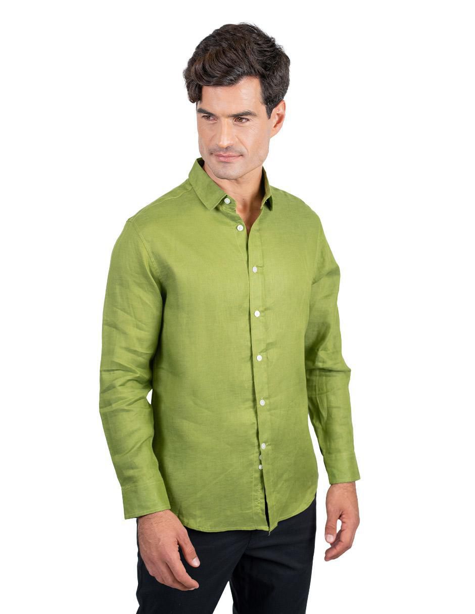 Camisa casual de lino manga larga para hombre 3