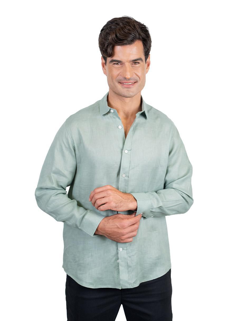 Camisa casual de lino manga larga para hombre Camisa casual de lino manga larga para hombre