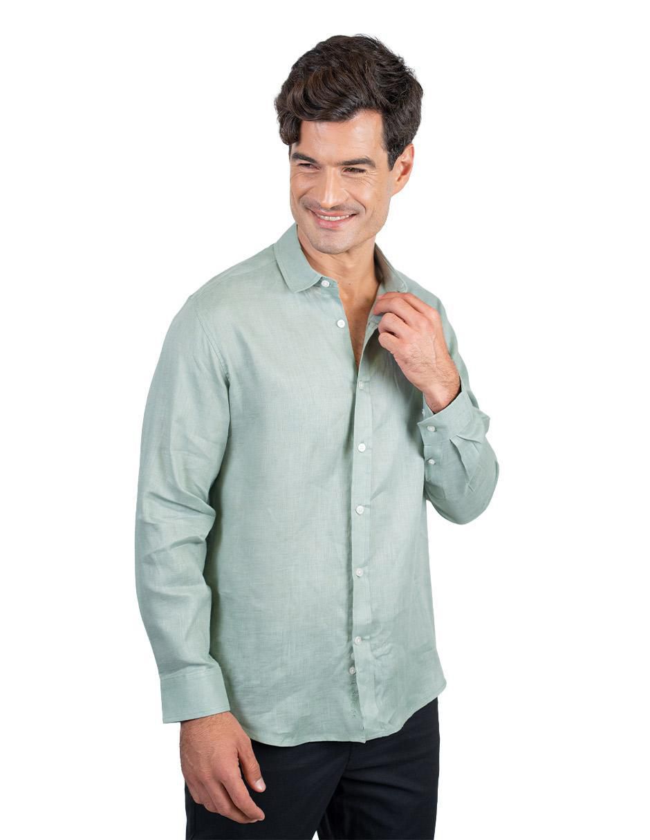 Camisa casual de lino manga larga para hombre 3