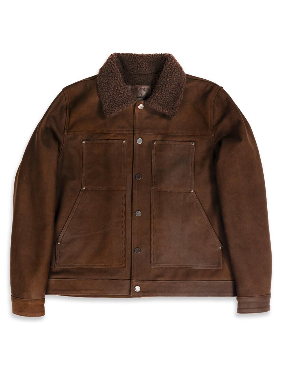 Chamarra casual de piel con bolsillos para hombre 5