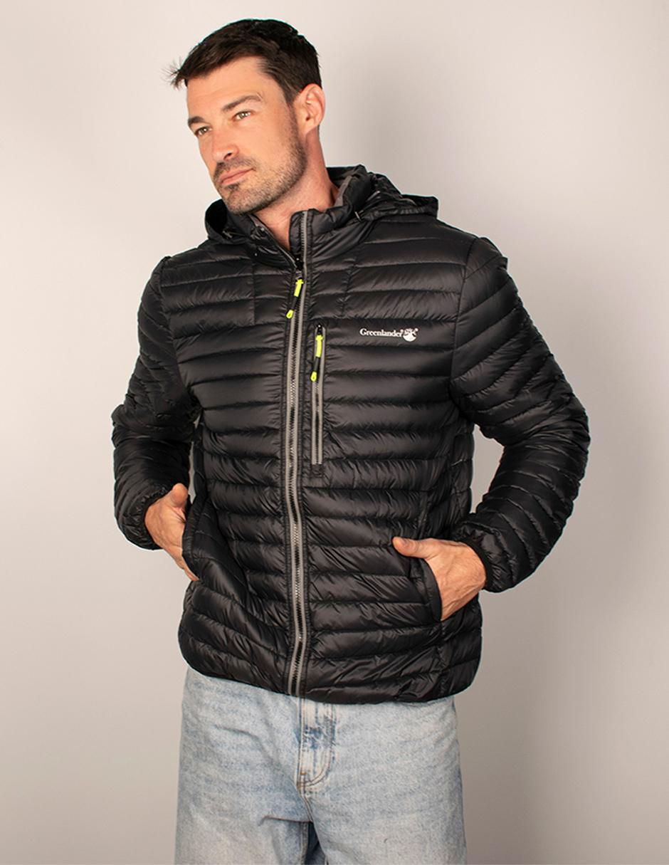 Chamarra acolchada capucha desmontable para hombre