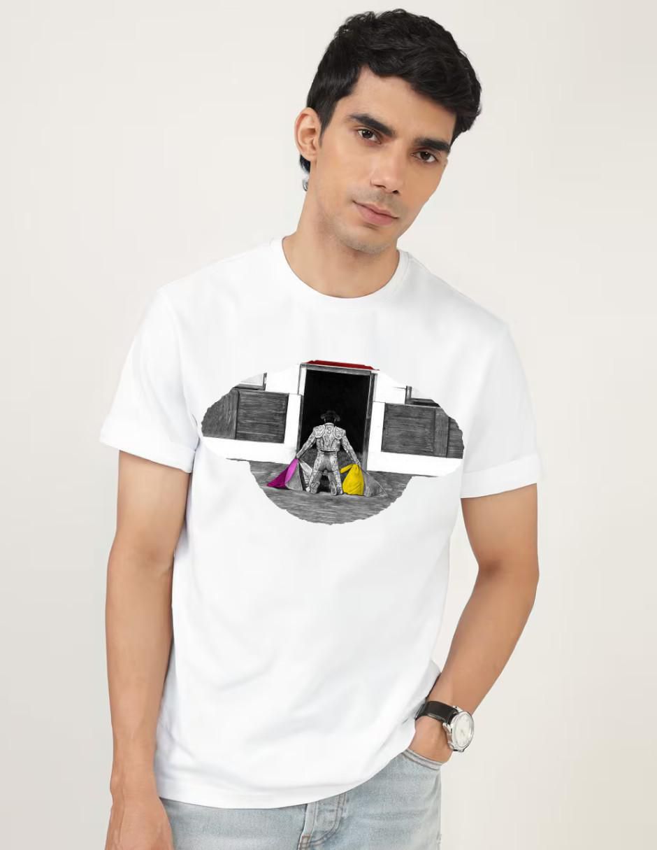 Playera taurina fiesta brava toro porta gayola cuello redondo para hombre