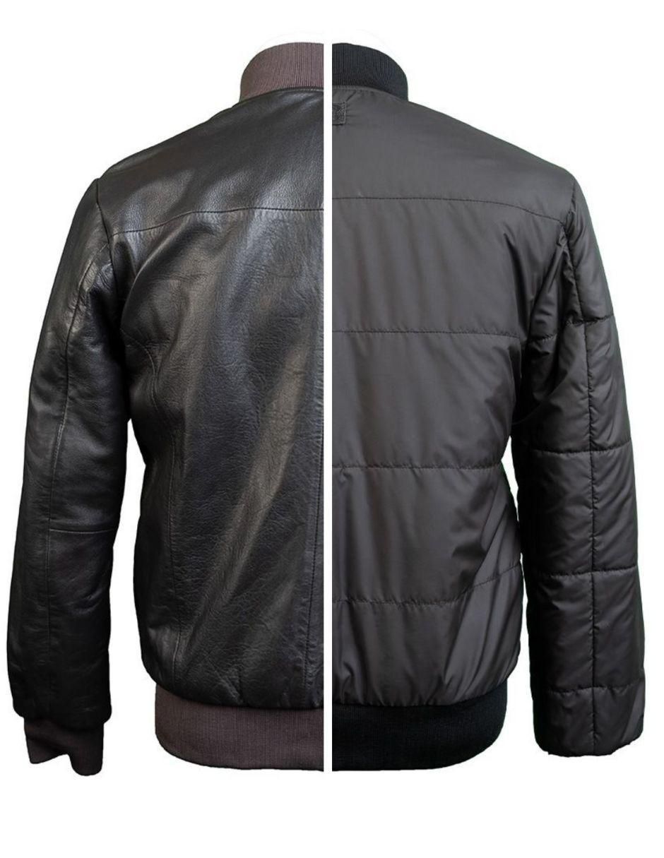 Chamarra casual impermeable de piel reversible para hombre 4