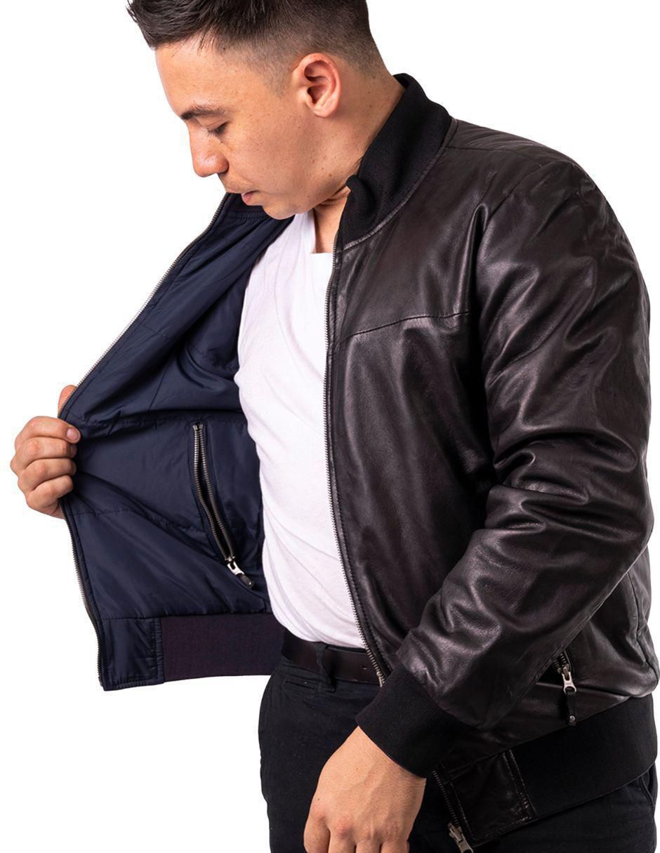"chamarra" casual pelle royale resistente al agua "de" piel reversible "para hombre"