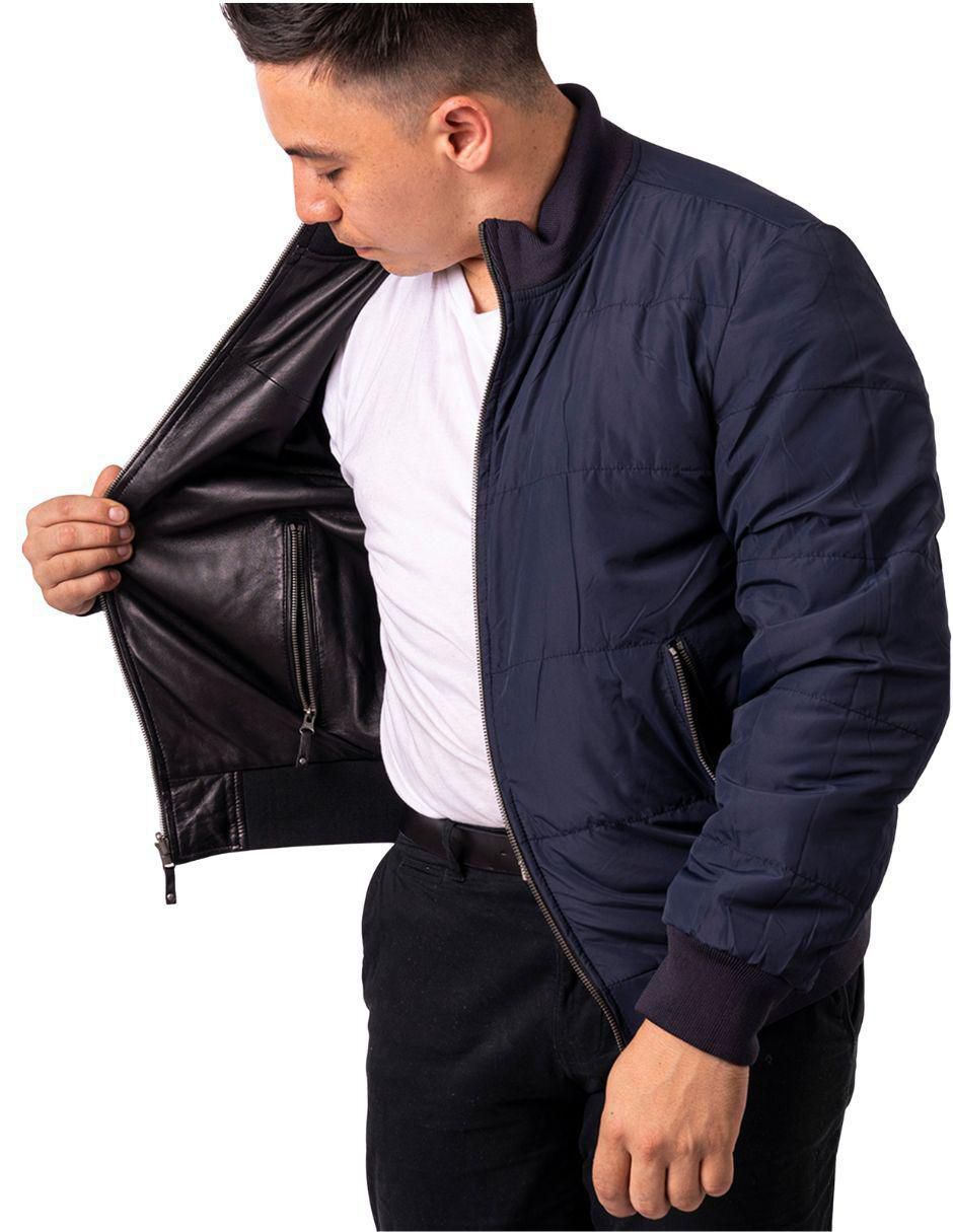 "chamarra" casual pelle royale resistente al agua "de" piel reversible "para hombre"