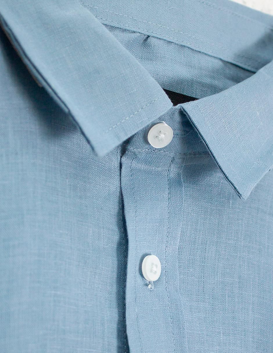 Camisa casual de lino manga larga para hombre 3